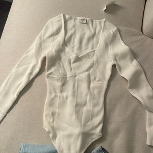 NWT Abercrombie & Fitch Corset Sweetheart Sweater Bodysuit White